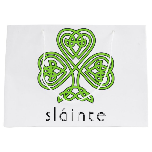 Bolsa De Regalo Grande Slainte Celtic Shamrock Green St. (Anverso)