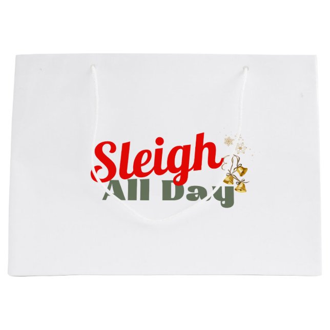 Bolsa De Regalo Grande Sleigh Todo El Día, Fun Holiday Gift Bag (Anverso)