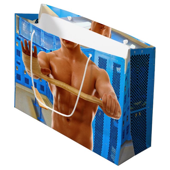 Bolsa De Regalo Grande SlipperyJoe hombre muscular abs vestuario de baldo (Angulo Anverso)