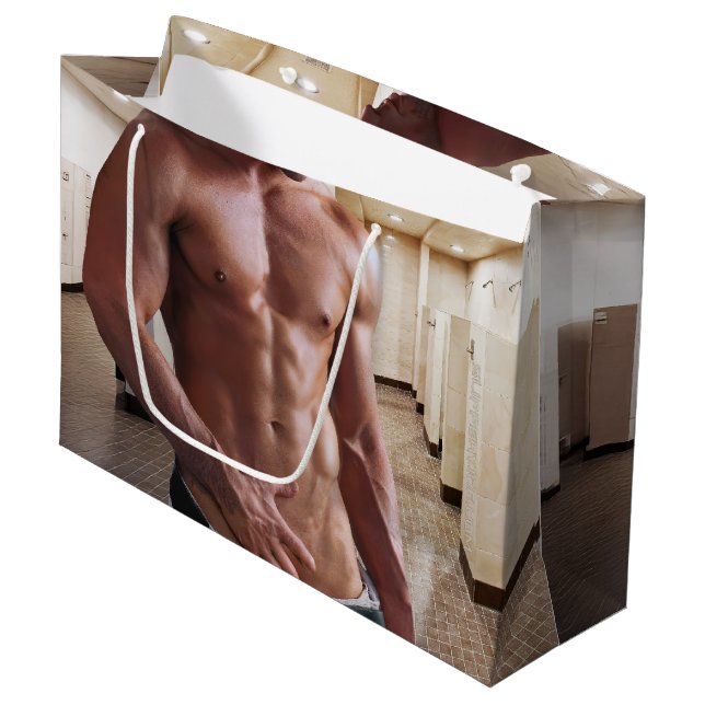 Bolsa De Regalo Grande SlipperyJoe hombre muscular sin camisa 6pack abs f (Angulo Anverso)