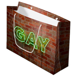Bolsa De Regalo Grande SlipperyJoe iluminó el letrero de neón gay brillan