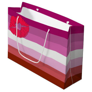 Bolsa De Regalo Grande SlipperyJoe lápiz labial bandera de orgullo lésbic