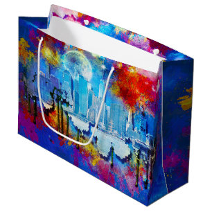 Bolsa De Regalo Grande SlipperyJoe NYC grafiti luna rodeada de nubes dram