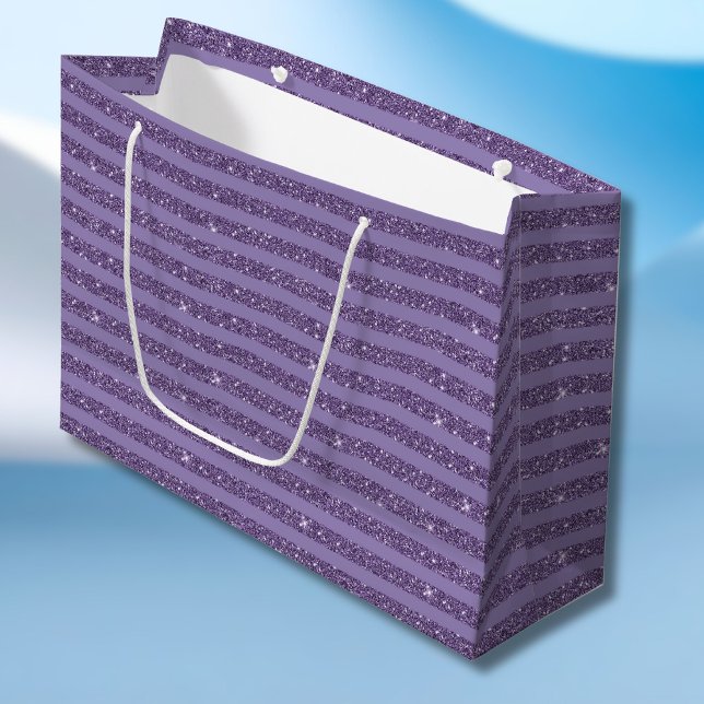 Bolsa De Regalo Grande Smoky Plum Glitter Style Horizontal Stripes (Subido por el creador)