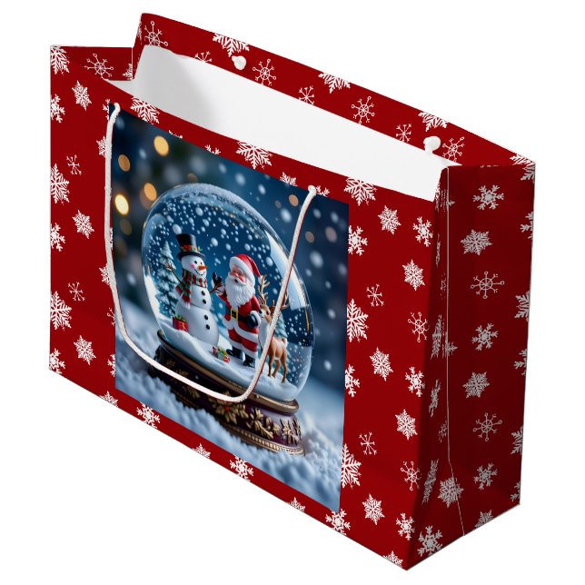 Bolsa De Regalo Grande Snow globe with Santa and Reindeer (Angulo Anverso)