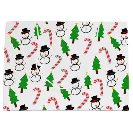Bolsa De Regalo Grande Snowman Candy Cane Christmas Tree