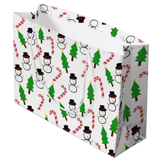Bolsa De Regalo Grande Snowman Candy Cane Christmas Tree (Angulo reverso)