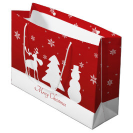 Bolsa De Regalo Grande Snowman, reno de árbol de Navidad