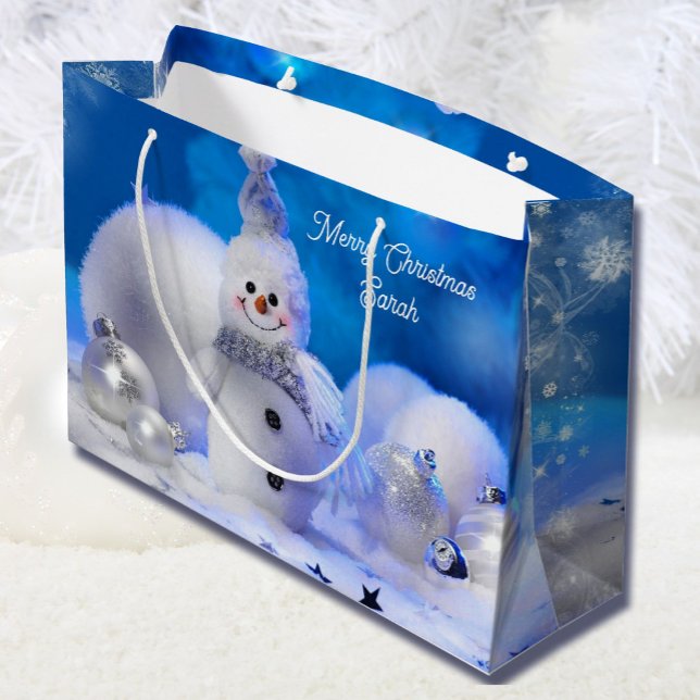 Bolsa De Regalo Grande Snowman sonriente agrega nevada a Navidades de nom (Subido por el creador)