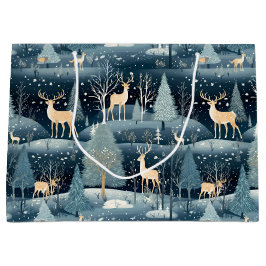 Bolsa De Regalo Grande Snowy Night Deer Field