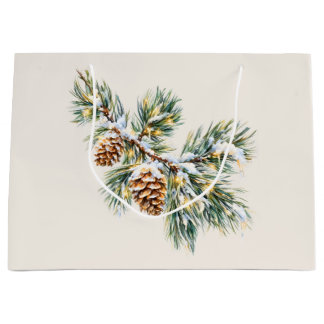 Bolsa De Regalo Grande Snowy Pine Branch