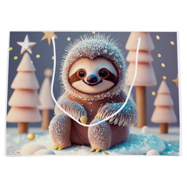 Bolsa De Regalo Grande Snowy Sloth's Winter Wonderland (Anverso)