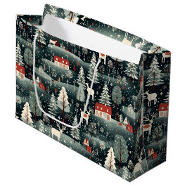 Bolsa De Regalo Grande Snowy Winter Farmhouse 