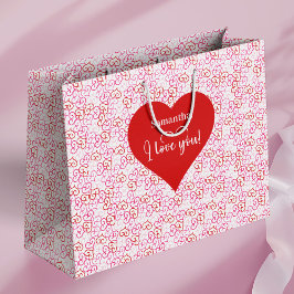 Bolsa De Regalo Grande Soft Pink Hearts I Love You Personalized Valentine