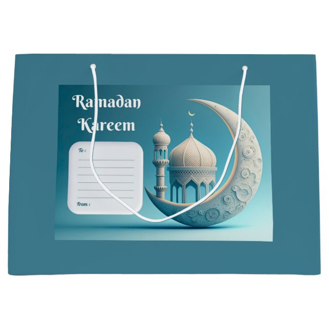 Bolsa De Regalo Grande Soft Watercolor Mosque Ramadan Serenity (Anverso)