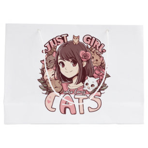 Bolsa De Regalo Grande solo una chica que ama los gatos