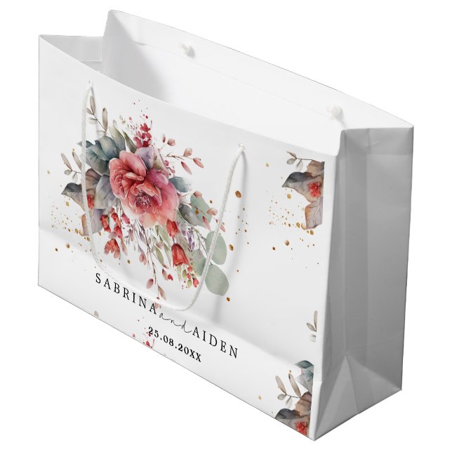 Bolsa De Regalo Grande Sombra Del Boda Azul Polvoriento Rosa De Rubor (Angulo Anverso)