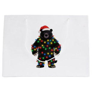 Bolsa De Regalo Grande Sombrero de Santa Oso Negro Luces de Navidad Alegr