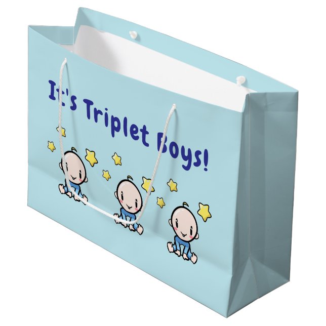 Bolsa De Regalo Grande ¡Son trillizos!, Envoltura de regalo para bebés tr (Angulo Anverso)