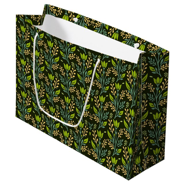 Bolsa De Regalo Grande Sophisticated blue & beige floral pattern design  (Angulo Anverso)
