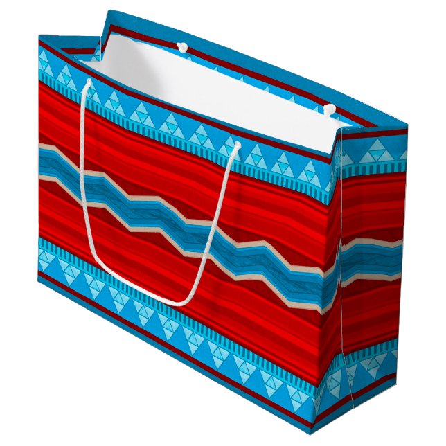 Bolsa De Regalo Grande Southwest River Canyon Geometric Red Turquoise (Angulo Anverso)