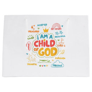 Bolsa De Regalo Grande Soy un Niño de Dios Cristiano Retro Jesús Fe De