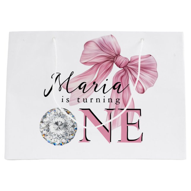 Bolsa De Regalo Grande Sparkle Pink Coquette Bow 1 (Anverso)