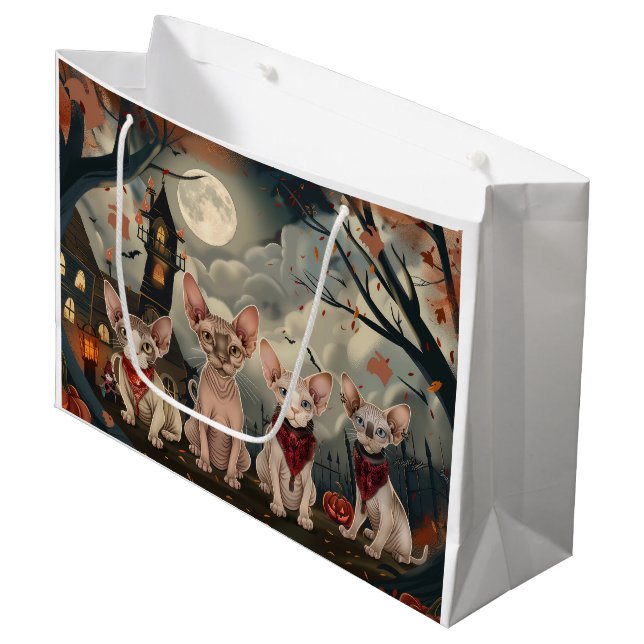 Bolsa De Regalo Grande Sphynx Cat Halloween Spooky (Angulo Anverso)