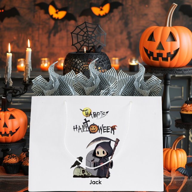 Bolsa De Regalo Grande Spooky Grim Reaper Graveyard Crow Gothic Halloween (Subido por el creador)