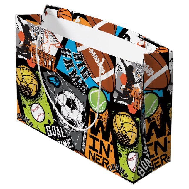 Bolsa De Regalo Grande Sport Pattern With Balls (Angulo reverso)