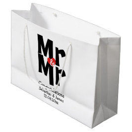 Bolsa De Regalo Grande Sr. y Sr. Modern Personalizado Negro y Rojo