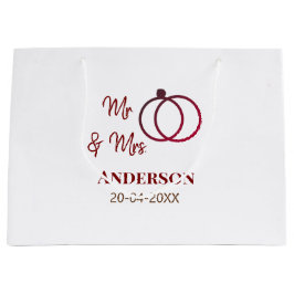 Bolsa De Regalo Grande Sr. y Sra. añada apellido fecha año de boda favor 