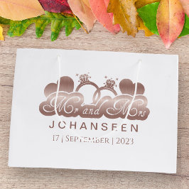 Bolsa De Regalo Grande Sr. y Sra. Elegant Classic Rosa Relieve metalizado