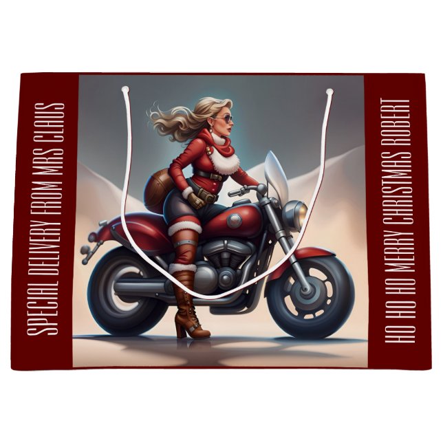 Bolsa De Regalo Grande Sra. Claus Delivery Personalizada (Anverso)