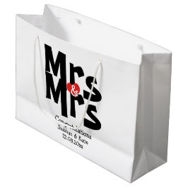 Bolsa De Regalo Grande Sra. y Sra. Modern Personalizado Negro y Rojo
