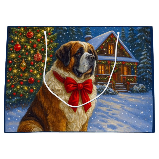 Bolsa De Regalo Grande St. Bernard Holiday   (Anverso)