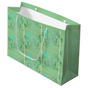 Bolsa De Regalo Grande St Patrick's Day Shamrock Misty Green Large Gift L