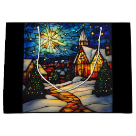 Bolsa De Regalo Grande Stained Glass Winter Village