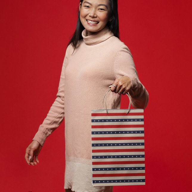 Bolsa De Regalo Grande Stars Stripes Art (gift bag, birthday surprise gift bag, teddy bear gift bag, wine gift bag, travel bag, use and throw )