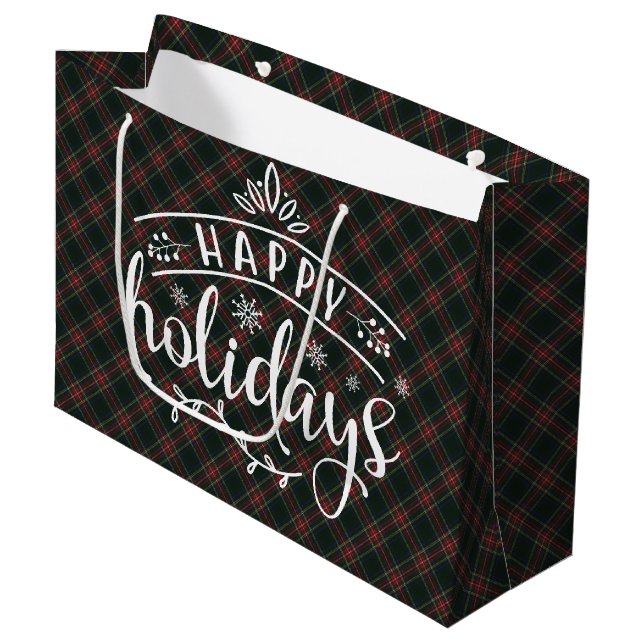 Bolsa De Regalo Grande Stewart Black Modern  Scottish Tartan Christmas (Angulo Anverso)