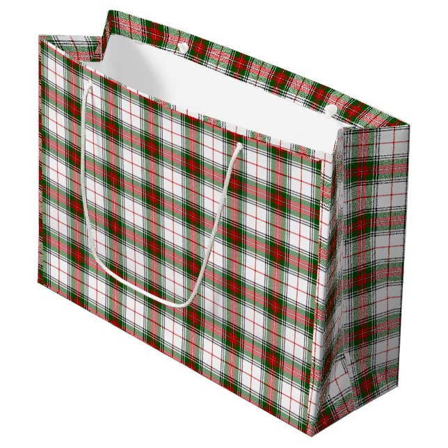Bolsa De Regalo Grande Stuart / Stewart tartan blanco rojo platillo verde (Angulo Anverso)