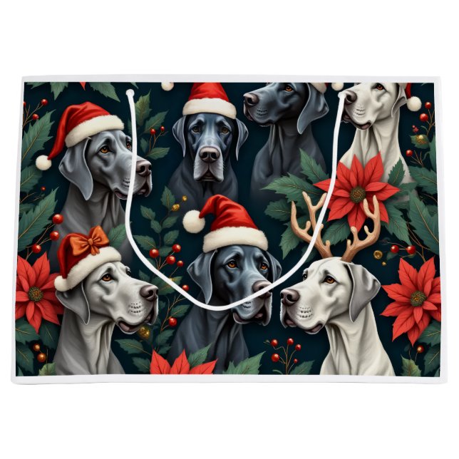 Bolsa De Regalo Grande Stunning Great Dane Christmas  (Anverso)