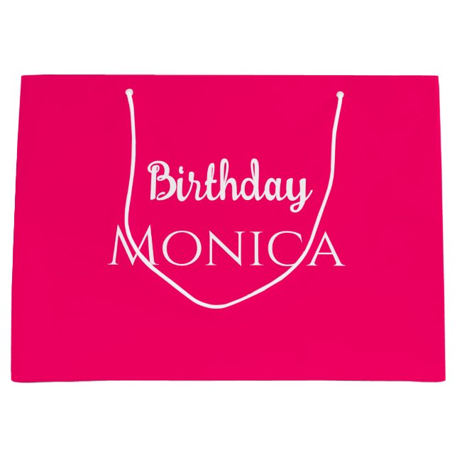 Bolsa De Regalo Grande  stylish hot pink birthday personalized name  (Anverso)