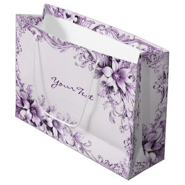 Bolsa De Regalo Grande Stylish Purple Flowers Gift Bag