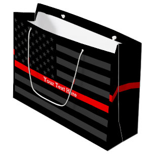 Bolsa De Regalo Grande Su línea roja fina personalizada texto bandera