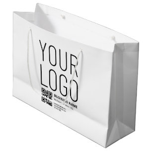 Bolsa De Regalo Grande Su logotipo con código QR editable y texto
