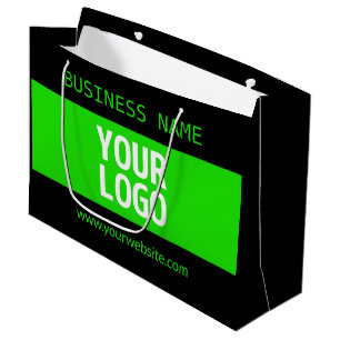 Bolsa De Regalo Grande Su logotipo o imagen   negro y verde brillante