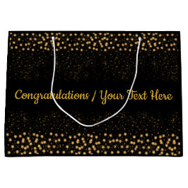 Bolsa De Regalo Grande Su negro del texto/chispa Congrats de las luces de