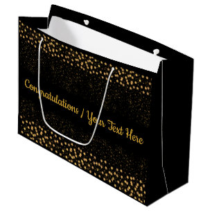 Bolsa De Regalo Grande Su negro del texto/chispa Congrats de las luces de