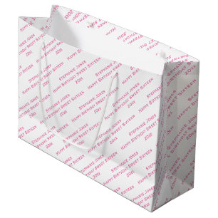 Bolsa De Regalo Grande Su patrón de texto en todo el área de impresión ro